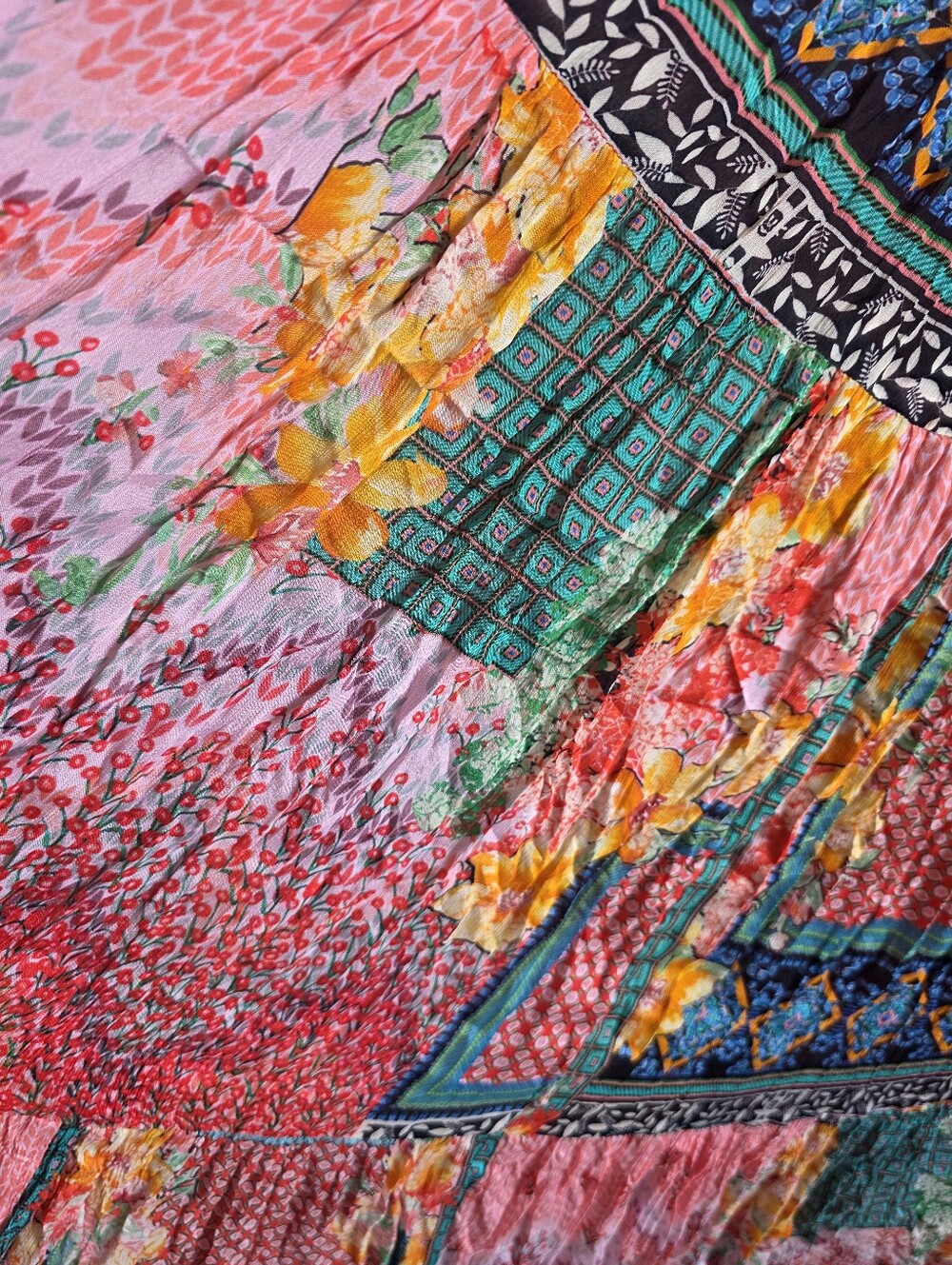 Anthropologie Bhanuni by Jyoti Alessandra Boho Maxi Dress Patchwork Print Sz 2 - Picture 5 of 15